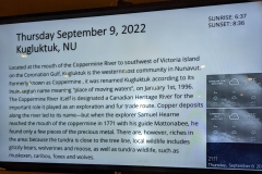 Info on Nunavut, Coppermine for Thurs., Sept 9