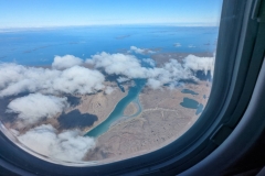 Nunavut, Kugluktuk (Coppermine) - Ocean Endeavour, white dot above the clouds