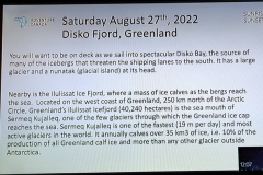 Info on Disko Fjord for Sat. Aug 27