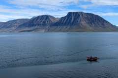 Greenland, Disko Bay - Zodiac with Kayaks