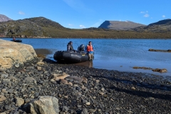 Greenland, Disko Bay - Zodiac driver & Jason