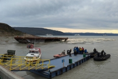 Greenland, Kangerlussuaq Fjord - Zodiacs to ship (@ right)